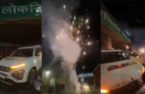 छत्तीसगढ़-रायपुर में जन्मदिन पर गाड़ियों से सड़क जाम कर काटा केक