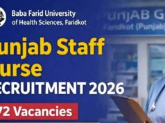 बाबा फरीद यूनिवर्सिटी में स्टाफ नर्स के 672 रिक्त पदों के लिए आवेदन शुरू