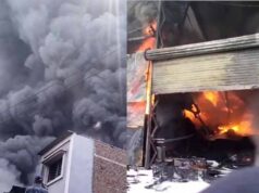 स्क्रैप गोदाम में लगी आग से हड़कंप: इंदौर में दूर-दूर तक फैला धुआं