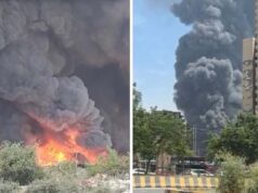 गाजियाबाद के इंदिरापुरम में लगी भीषण आग, लखनऊ जैसी स्थिति, आसमान में काले धुएं का गुबार