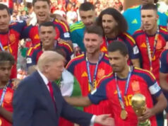 स्पेन की जीत के जश्न में ट्रंप की एंट्री बनी चर्चा का विषय, FIFA अध्यक्ष ने मंच से हटाया