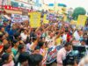 नगर निगम की सीलिंग के खिलाफ अवधपुरी के व्यापारियों का प्रदर्शन, दुकानें बंद कर निकाला मार्च