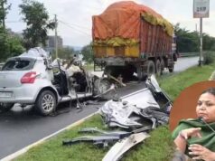 ट्रक से भिड़ी कार, उड़े परखच्चे; मंत्री की बेटी समेत 4 ने गंवाई जान,CM ने जताया शोक